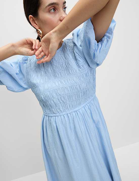 Lyocell Rich Textured Midi Waisted Dress