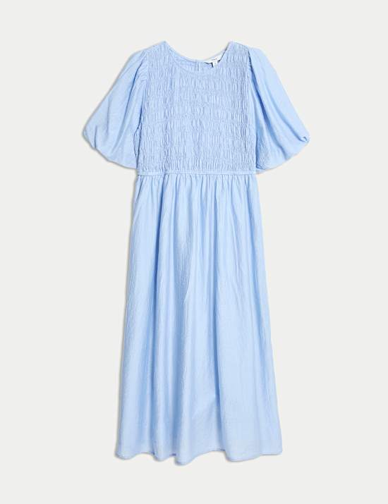 Lyocell Rich Textured Midi Waisted Dress