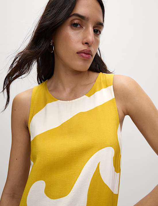 Printed Midaxi Drop Waist Dress