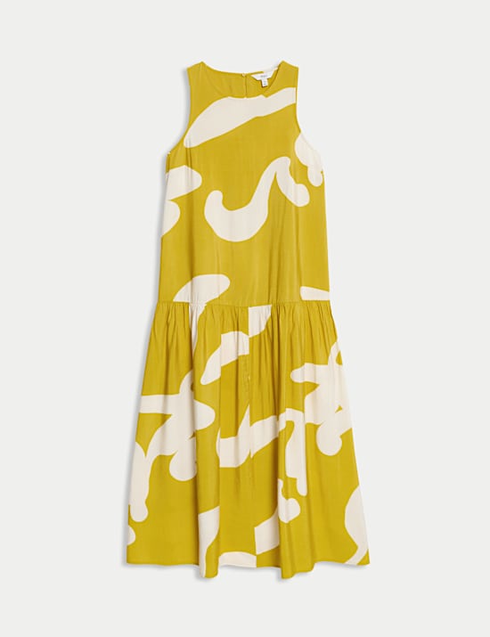 Printed Midaxi Drop Waist Dress