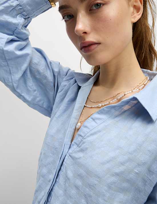 Pure Cotton Textured Mini Waisted Dress