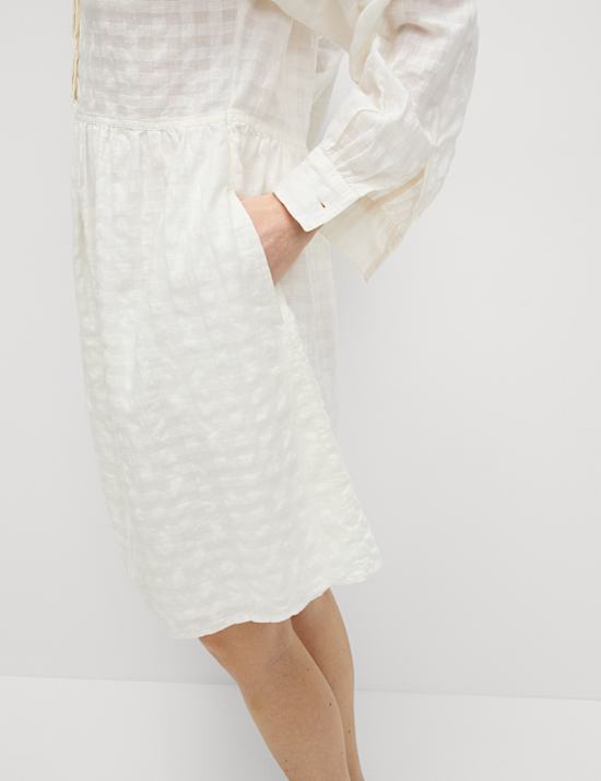 Pure Cotton Textured Mini Waisted Dress