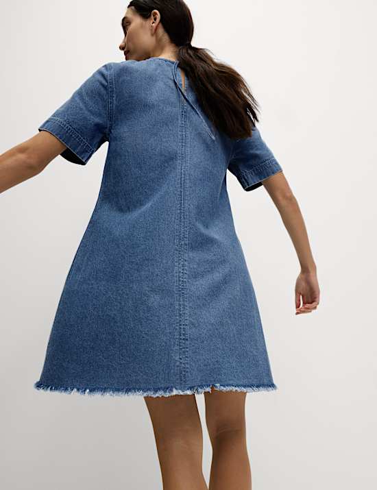 Pure Cotton Denim Mini Swing Dress