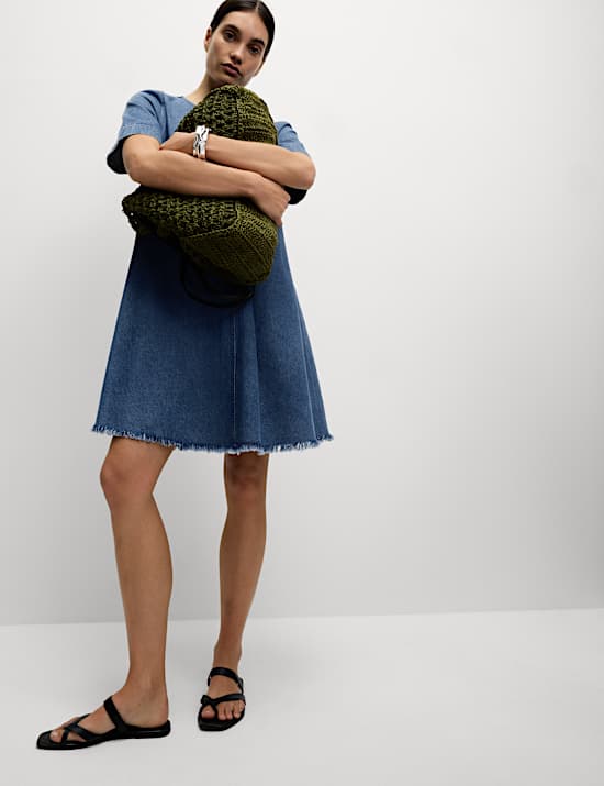 Robe ample mini en denim 100 % coton