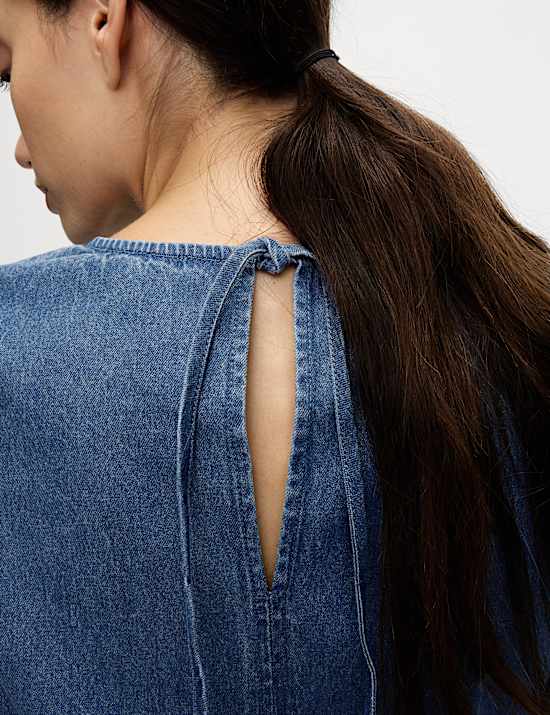 Robe ample mini en denim 100 % coton