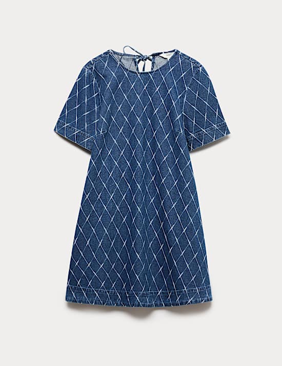 Denim Jacquard Mini T-Shirt Dress