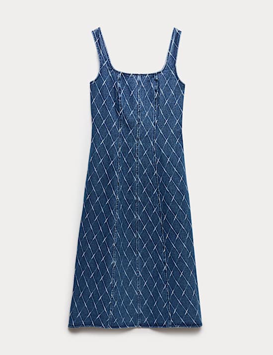 Denim Jacquard Midi Column Dress