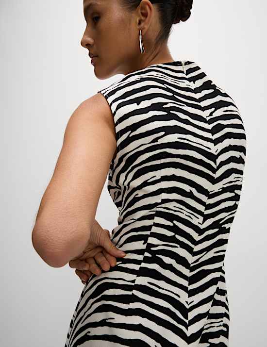 Animal Print Round Neck Mini Shift Dress