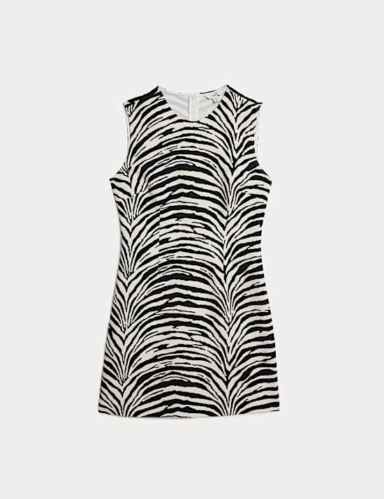 Animal Print Round Neck Mini Shift Dress