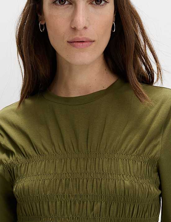 Cotton Rich Shirred Mini T-Shirt Dress