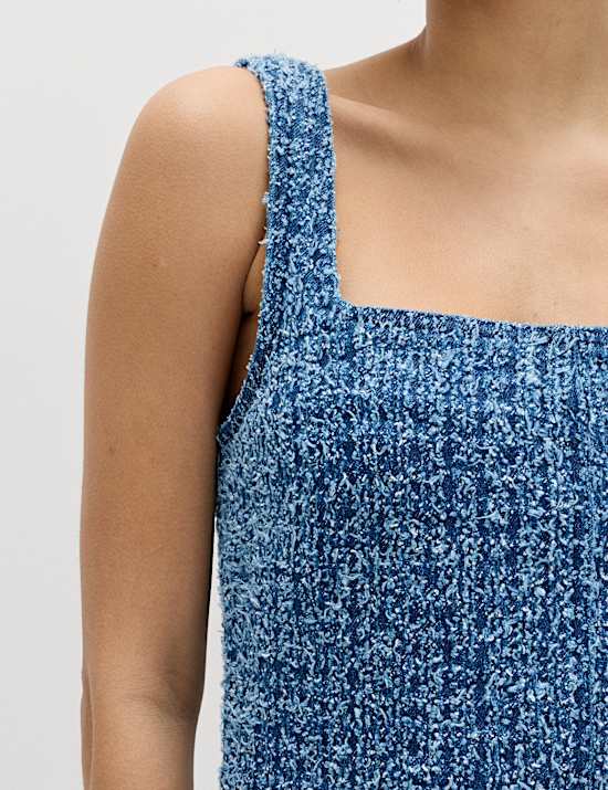 Robe tube courte en jean tuft&eacute; 100 % coton