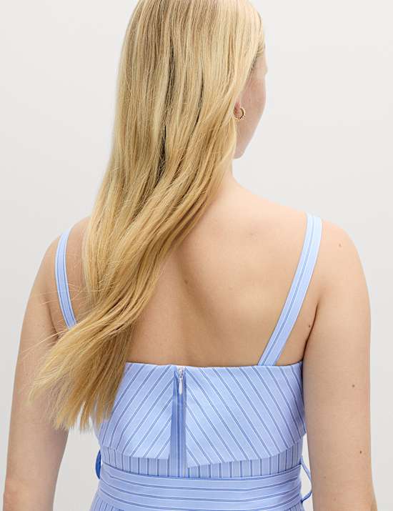 Pure Cotton Striped Midi Cami Dress