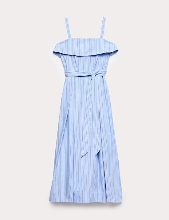 Pure Cotton Striped Midi Cami Dress