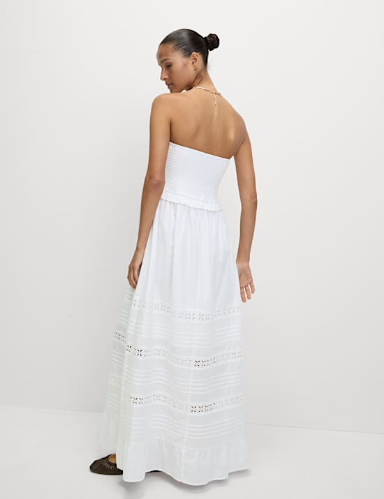 Pure Cotton Bandeau Maxi Waisted Dress