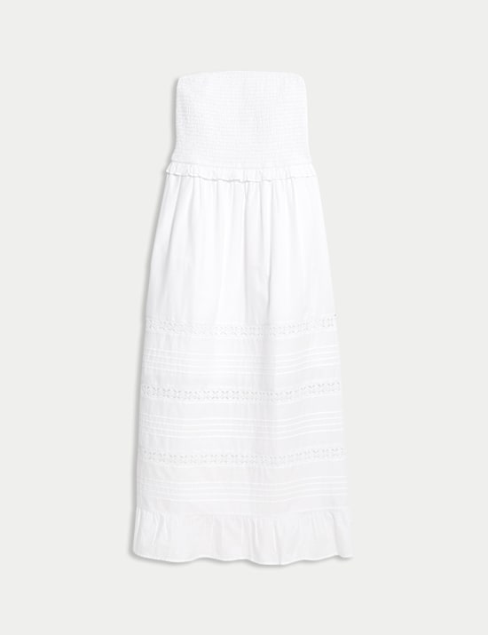 Pure Cotton Bandeau Maxi Waisted Dress