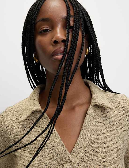 Jersey Knitted V-Neck Midi Column Dress