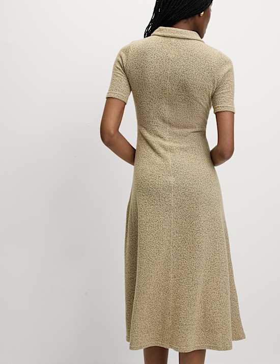 Jersey Knitted V-Neck Midi Column Dress