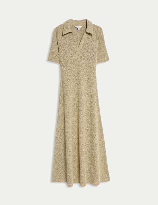 Jersey Knitted V-Neck Midi Column Dress
