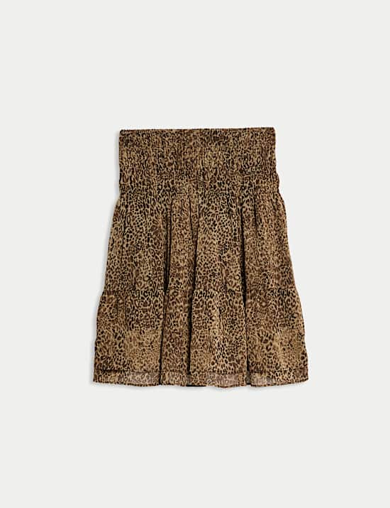Chiffon Animal Print Mini Skater Skirt