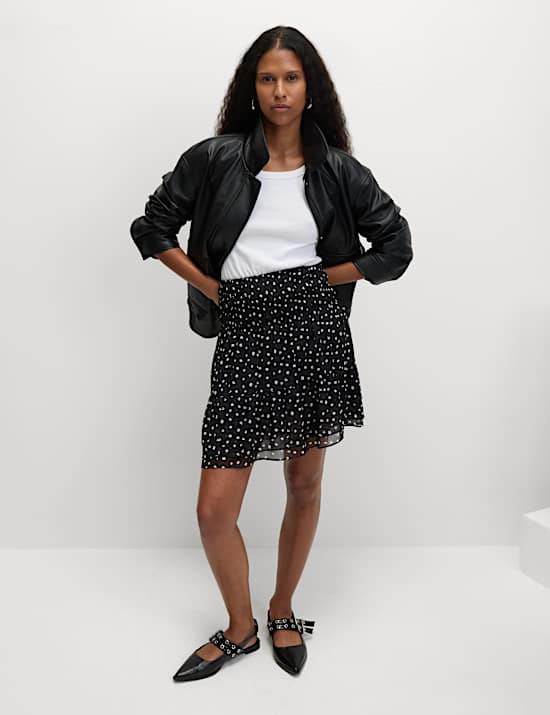 Mini-Skaterrock aus Chiffon mit Tierprint