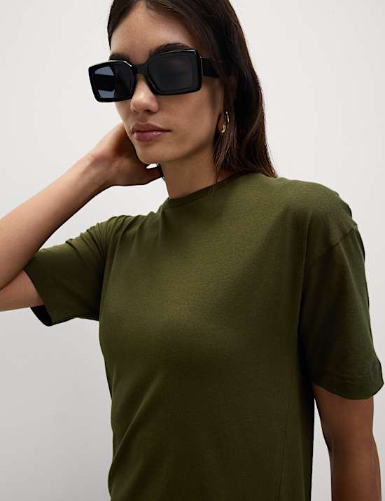 Bequemes Midi-T-Shirtkleid aus reiner Baumwolle