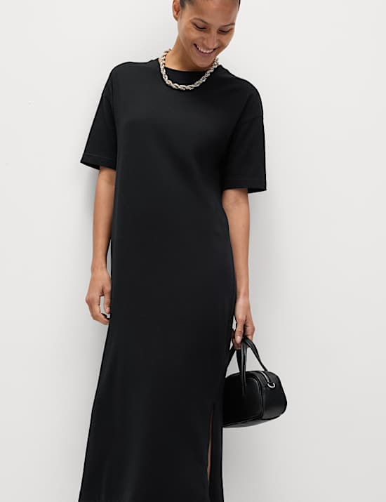 Pure Cotton Midi Relaxed T-Shirt Dress