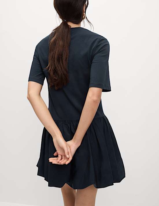 Robe mini taille basse ajust&eacute;e 100 % coton