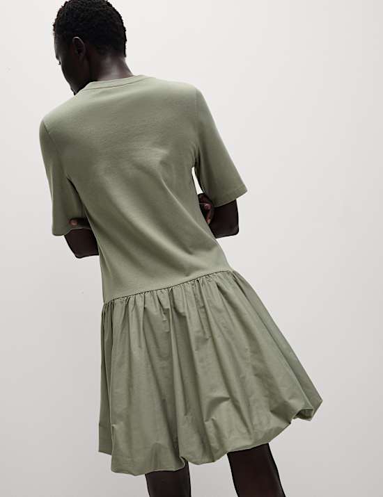 Pure Cotton Mini Drop Waist Dress