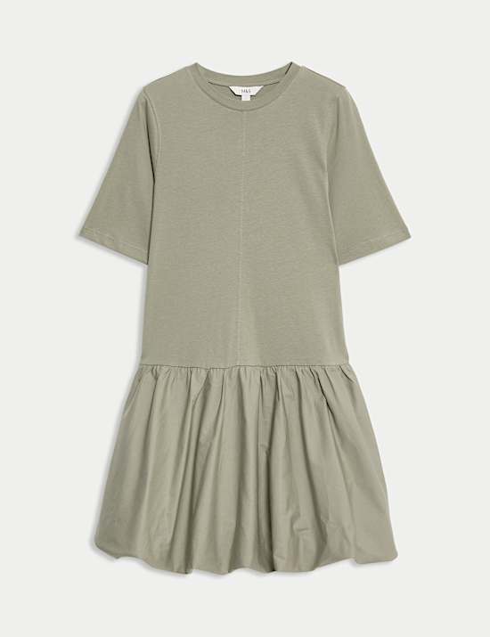 Pure Cotton Mini Drop Waist Dress