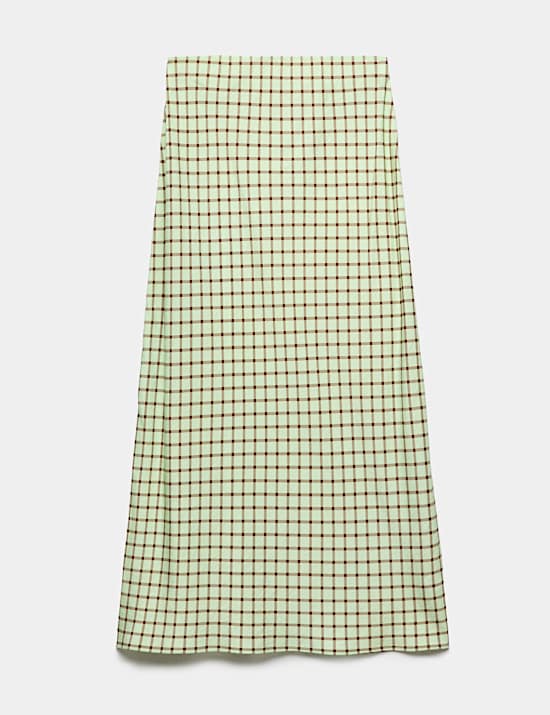 Checked Midi Straight Column Skirt