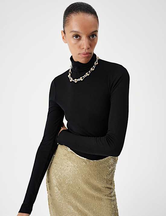 Sequin Asymmetric Fringe Skirt
