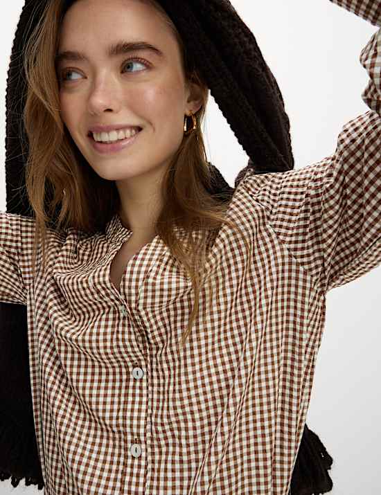 Modal Rich Checked Button Front Midi Dress