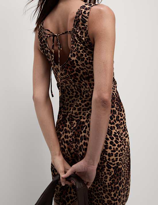 שמלה רב-עונתית באורך מיני מכותנה טהורה עם הדפס חיות