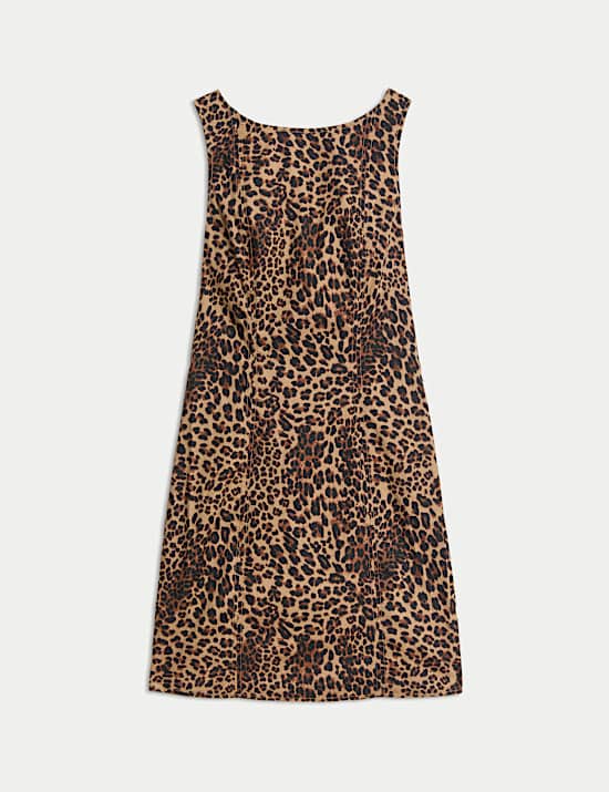 שמלה רב-עונתית באורך מיני מכותנה טהורה עם הדפס חיות