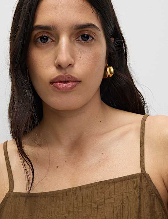 Textured Strappy Midi Cami Relaxed Dress