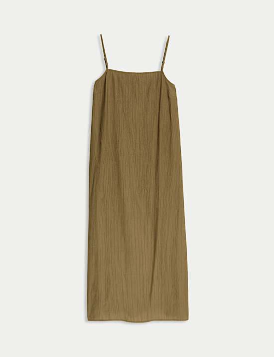 Textured Strappy Midi Cami Relaxed Dress