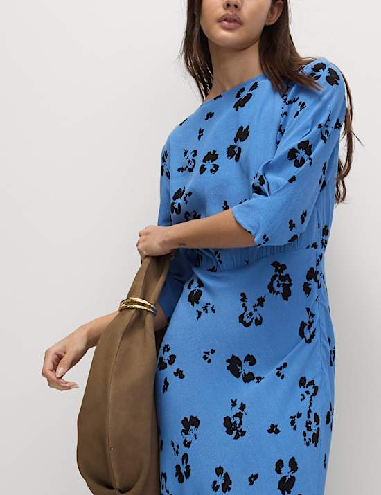 Floral Round Neck Midaxi Tea Dress