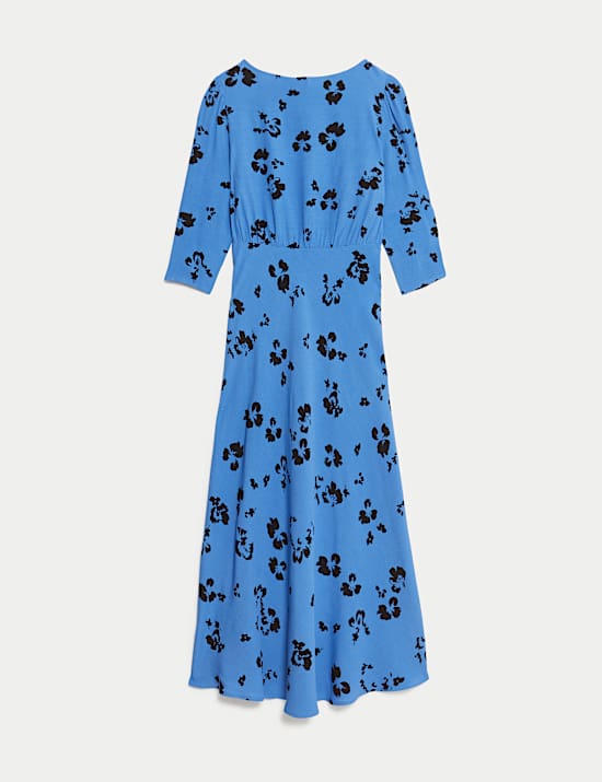 Floral Round Neck Midaxi Tea Dress