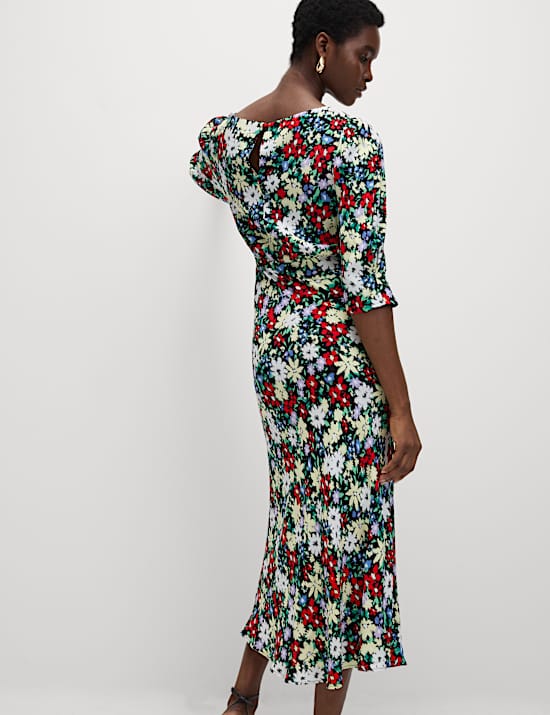 Floral Round Neck Midaxi Tea Dress