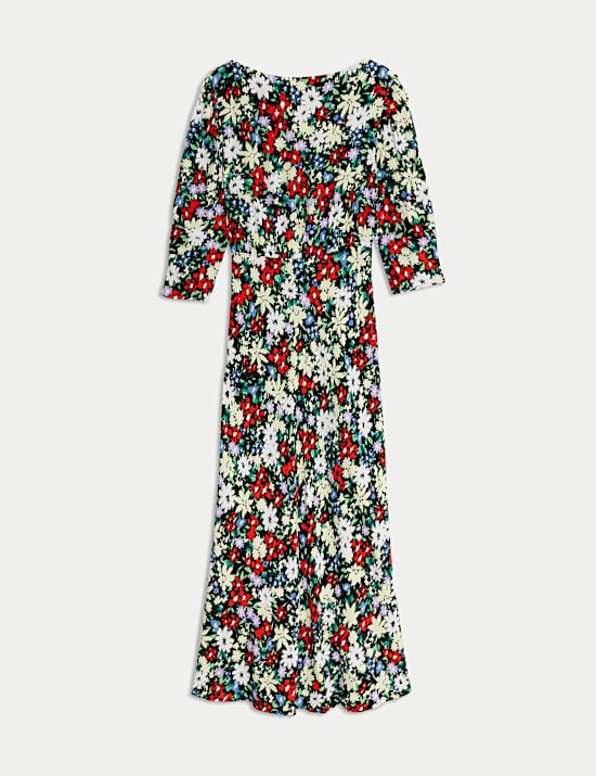 Floral Round Neck Midaxi Tea Dress