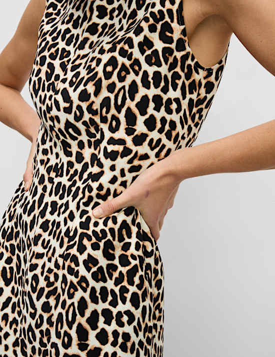 Animal Print Round Neck Mini Shift Dress
