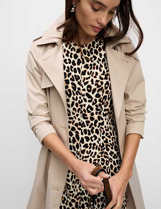 Animal Print Round Neck Mini Shift Dress