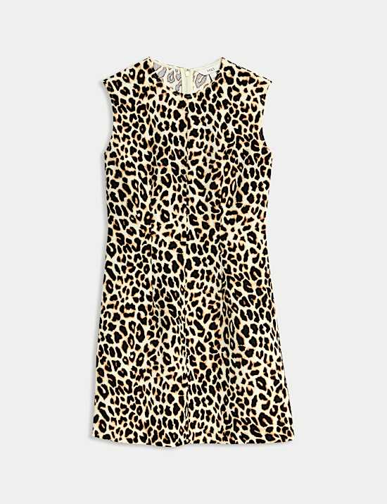 Animal Print Round Neck Mini Shift Dress
