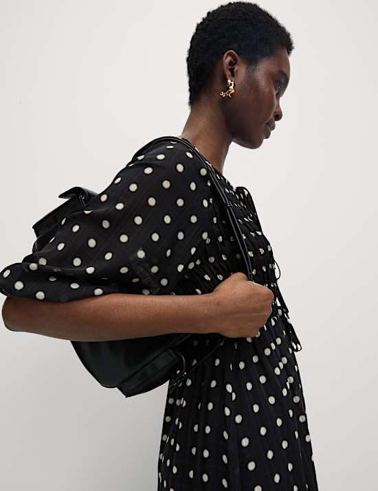 Printed Tie Front Midaxi Shirred Dress