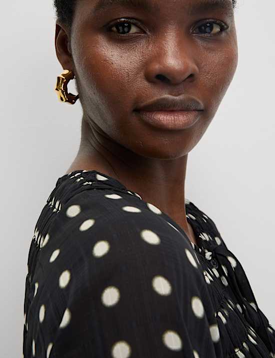 Printed Tie Front Midaxi Shirred Dress