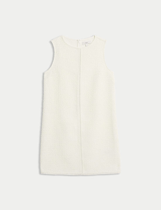 Textured Mini Shift Dress with Wool