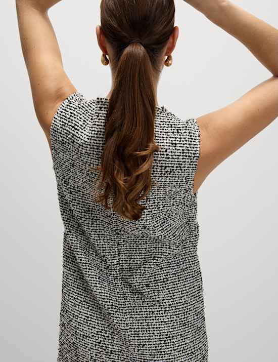 Dogtooth Mini Shift Dress with Wool