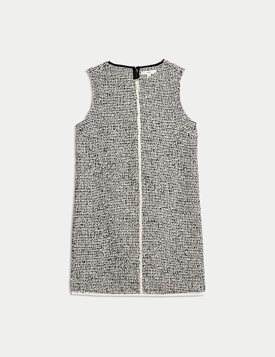 Dogtooth Mini Shift Dress with Wool