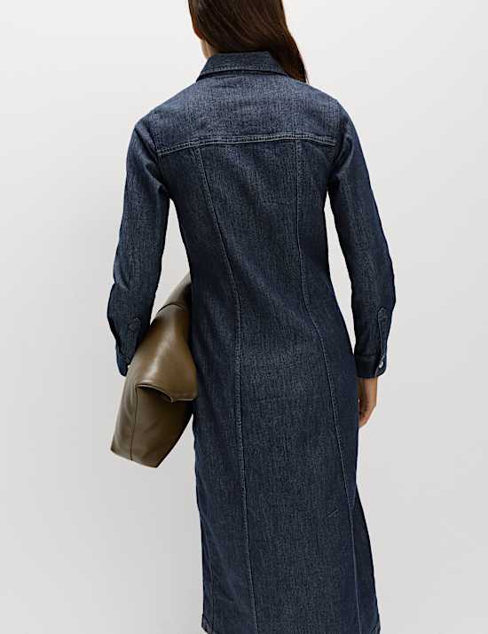 Denim Button Through Midi Shirt Dress