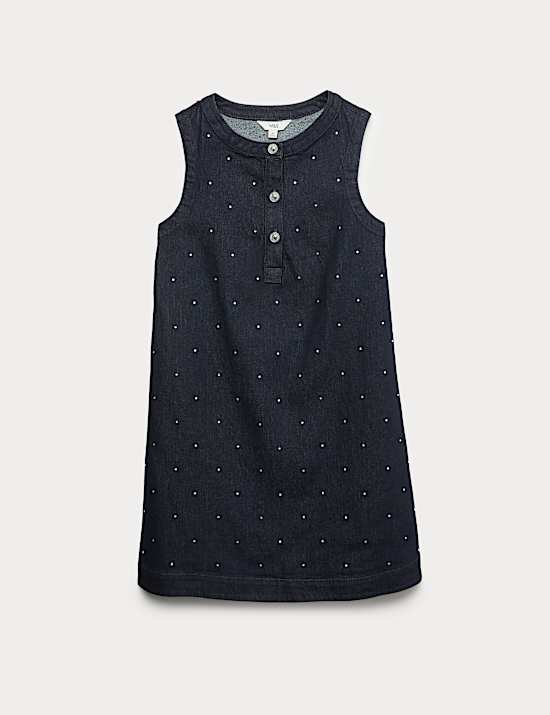 Denim Embellished Mini Shift Dress